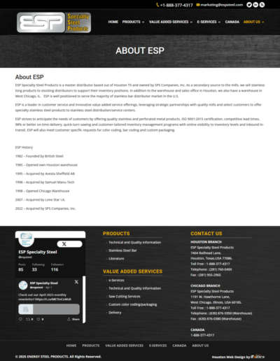 About esp esp specialty steel 12