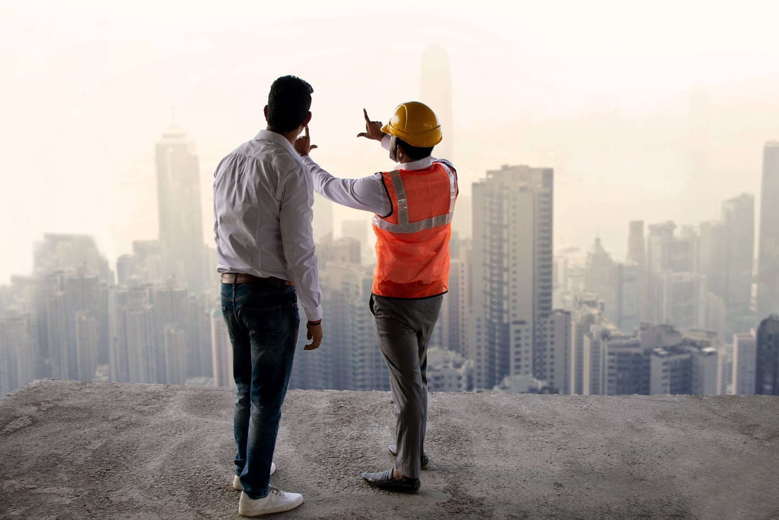 Backviewoftwoindianmaleengineersandarchitectswearing